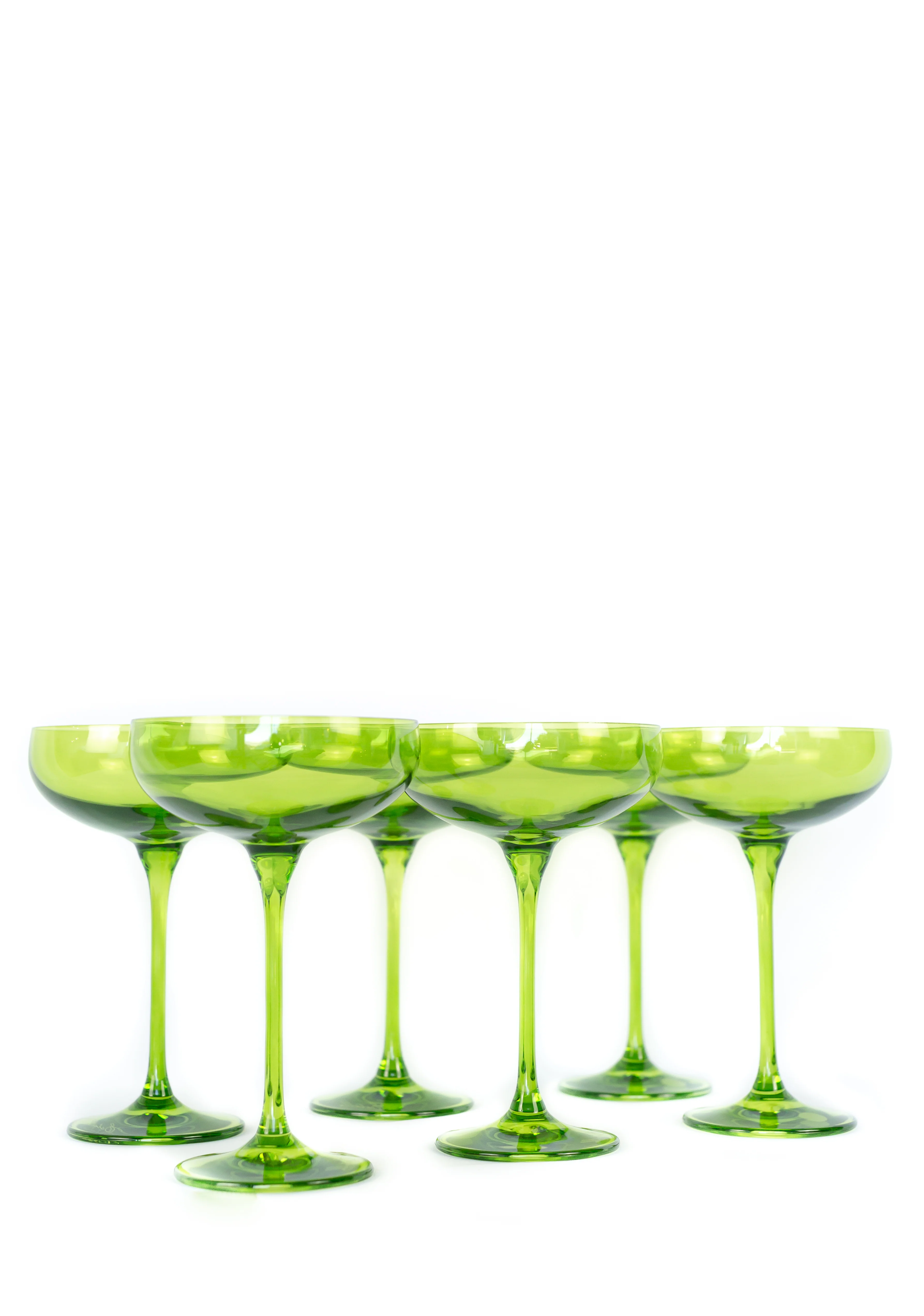 Estelle Colored Champagne Coupe Stemware - Set of 6 {Forest Green} - Image 6
